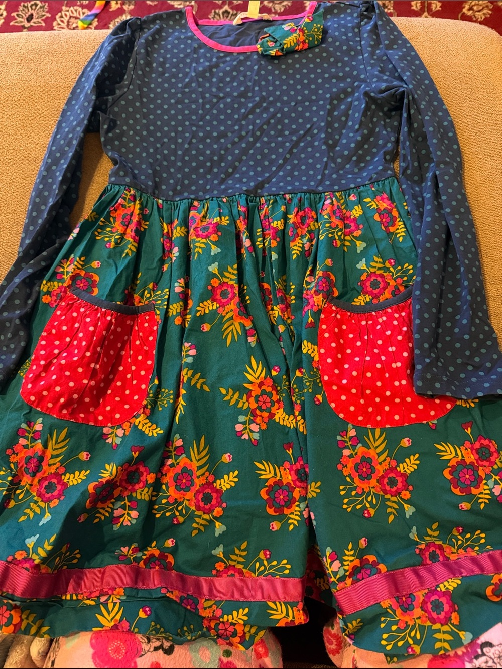 Matilda Jane girls Multicolor floral dress size 14 Long Sleeve (TD)